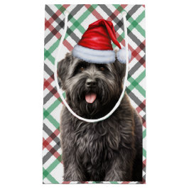 Sacola Para Presentes Pequena Holiday Bouvier e Festive Xadrez Natal