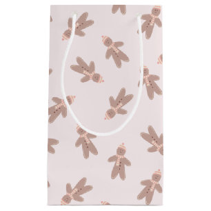 Sacola Para Presentes Pequena Homem de gengibre de Natal rosa