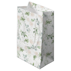 Sacola Para Presentes Pequena Hortaliças da aguarela e flores brancas florais