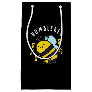 Sacola Para Presentes Pequena Humble Bee Funny Bumblebee Pun Dark BG