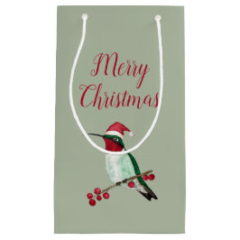 Sacola Para Presentes Pequena Hummingbird com garganta de rubi natalino