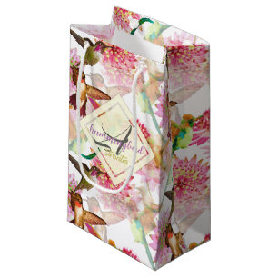 Sacola Para Presentes Pequena Hummingbird e Astrantia Monogram