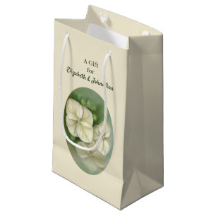 Sacola Para Presentes Pequena Hydrangea Pastel branco de creme macio floral