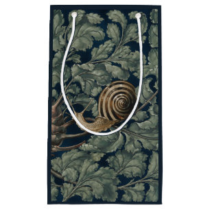 Sacola Para Presentes Pequena Ilustração Antiga de Caracol Botânico Art Nouveau