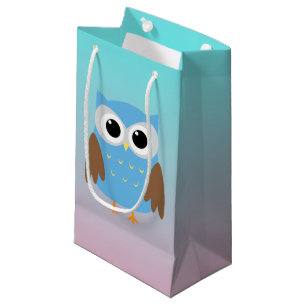 Sacola Para Presentes Pequena Ilustração de Coruja Fofa