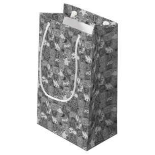 Sacola Para Presentes Pequena ilustração do teste padrão dos doodles