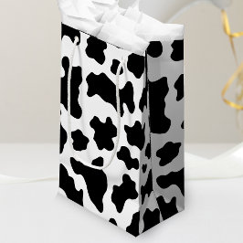 Sacola Para Presentes Pequena Impressão de Vaca Negra e Branca