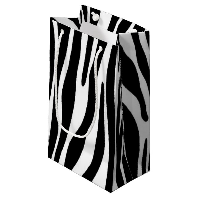 Sacola Para Presentes Pequena Impressão de Zebra (Frente inclinada)