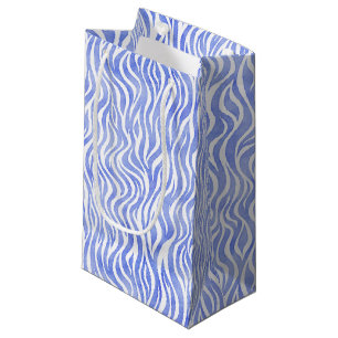 Sacola Para Presentes Pequena Impressão de Zebra com Cor da Água Azul