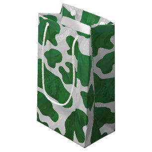 Sacola Para Presentes Pequena Impressão Verde-Vaca e Branco
