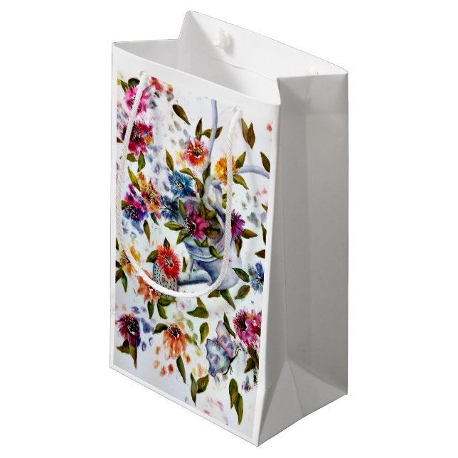 SACOLA PARA PRESENTES PEQUENA IMPRESSÕES DE PAW COM ÁGUA PODE (Frente inclinada)