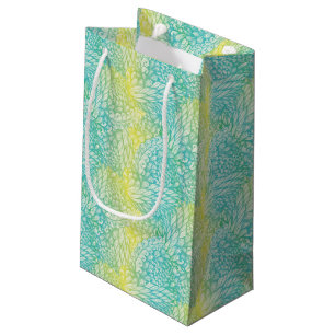 Sacola Para Presentes Pequena Inclinação amarelo e azul do vintage floral