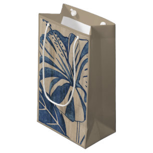 Sacola Para Presentes Pequena Indigo Hibiscus