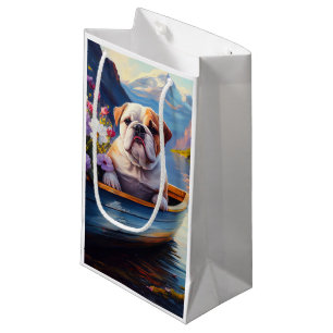 Sacola Para Presentes Pequena Inglês Bulldog em um Paddle: Uma Aventura Cênica