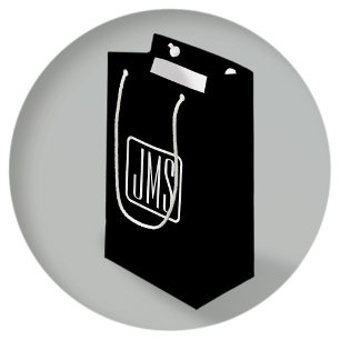 Sacola Para Presentes Pequena Iniciais Monogramadas Modernas Preto e Branco