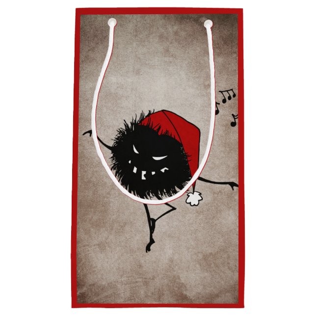 Sacola Para Presentes Pequena Inseto mau escuro do Natal (Frente)