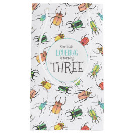 Sacola Para Presentes Pequena Insetos de Amor Besouros de Aquarela com Corações 