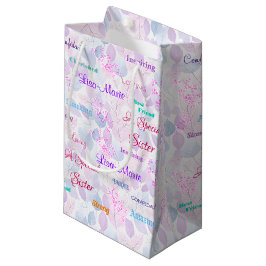 Sacola Para Presentes Pequena Irmã Especial Floral Rosa Fabulosa