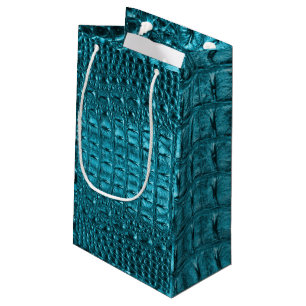 Sacola Para Presentes Pequena jacaré impressão aqua azul de turquesa chic