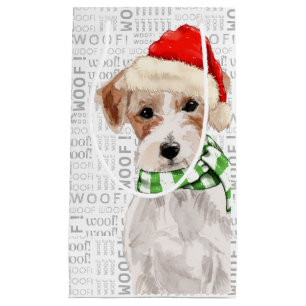 Sacola Para Presentes Pequena Jack Russell Terrier Encantado Cachorro de Natal