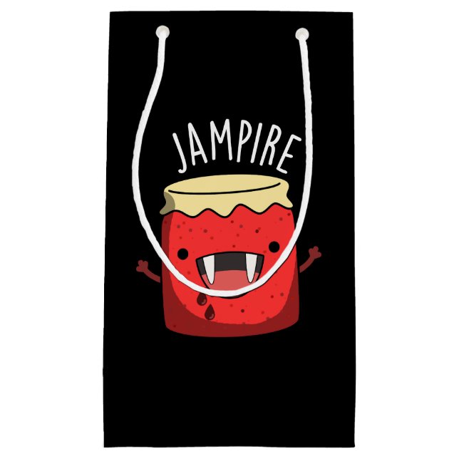Sacola Para Presentes Pequena Jam-pire Funny Vampire Jam Pun Dark BG (Frente)