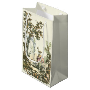 Sacola Para Presentes Pequena Jardim Asiático com Mulher e Animais