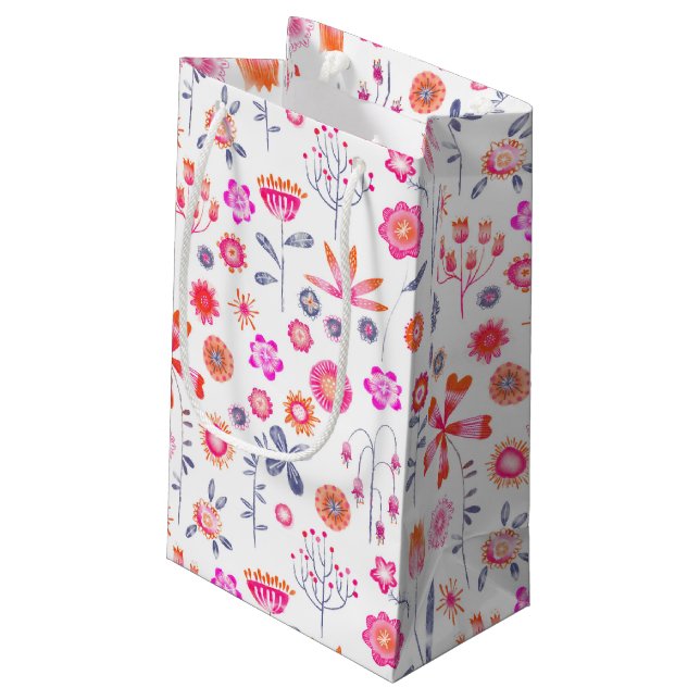 Sacola Para Presentes Pequena Jardim Flor Moderno (Verso inclinado)