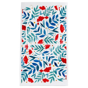 Sacola Para Presentes Pequena Jardim mágico - vermelho e turquesa