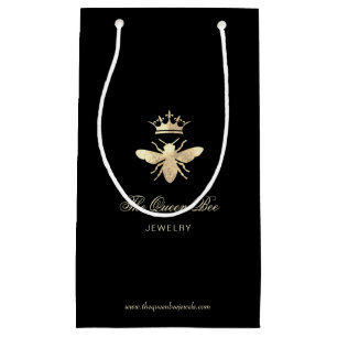 Sacola Para Presentes Pequena joias de abelha rainha de folha de ouro falso