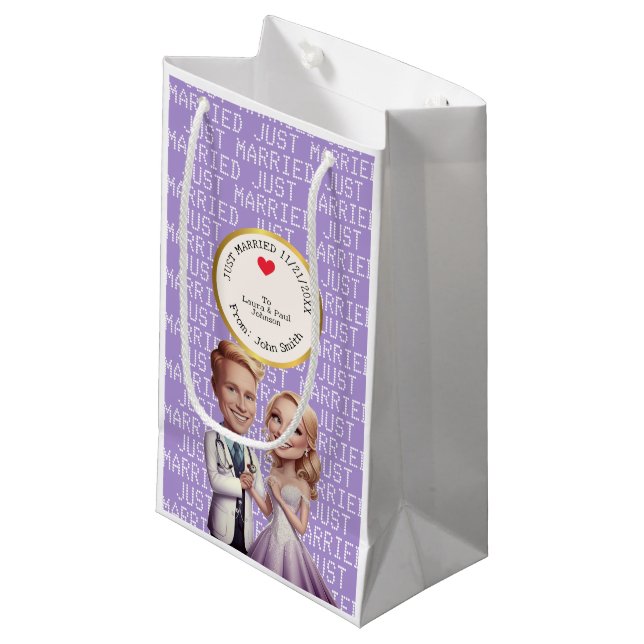 Sacola Para Presentes Pequena just Married DOCTORS PHYSICIANS MD violet (Frente inclinada)
