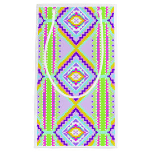 Sacola Para Presentes Pequena Kaleidoscópio de Sonhos Tribais Neon