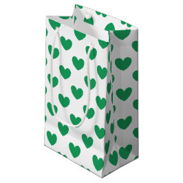Sacola Para Presentes Pequena Kelly Green Polka Hearts em branco