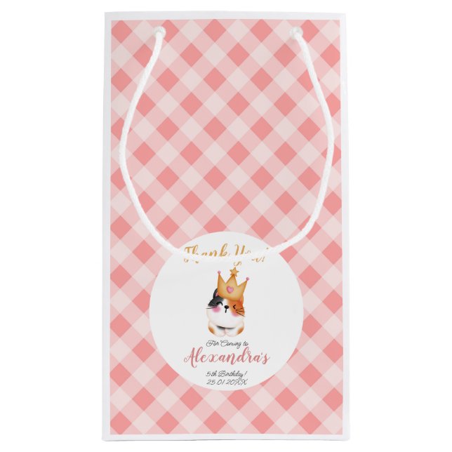 Sacola Para Presentes Pequena Kitten Meow Crown Girl Kitty (Verso)