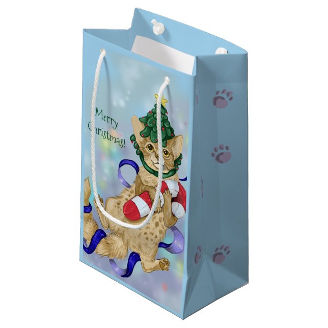 Sacola Para Presentes Pequena Kitty Cat Natal (Frente inclinada)
