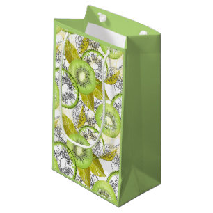 Sacola Para Presentes Pequena Kiwi, frutado, verde e branco, fresco, suculento,