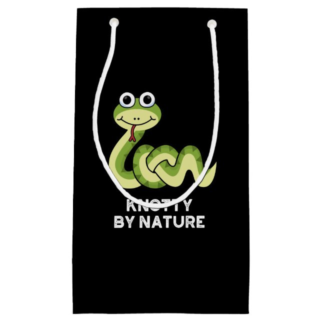 Sacola Para Presentes Pequena Knotty por Nature Engraçado Cobra Pun Dark BG (Frente)