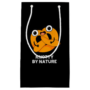 Sacola Para Presentes Pequena Knotty Por Natureza Engraçado Pretzel Pun Dark BG