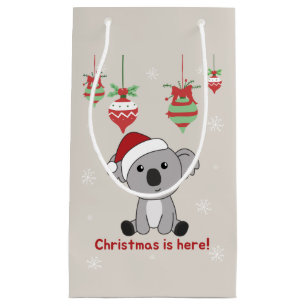 Sacola Para Presentes Pequena Koala Natal Animais de inverno na neve Koalas Smal