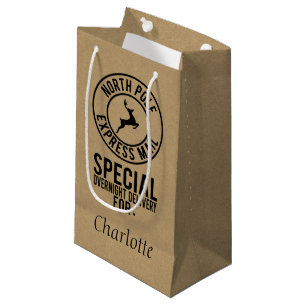 Sacola Para Presentes Pequena Kraft & saco preto do presente do nome da entrega