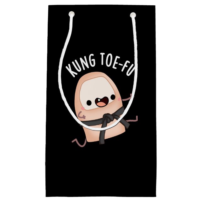 Sacola Para Presentes Pequena Kung Toe-fu Funny Big Toe Pun Dark BG (Frente)