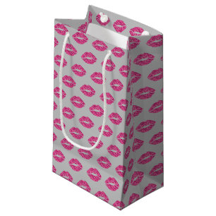 Sacola Para Presentes Pequena Lábios brilhantes cor-de-rosa