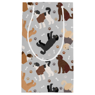 Sacola Para Presentes Pequena Labradoodle / Goldendoodle Ossos e Patas Pequenas 