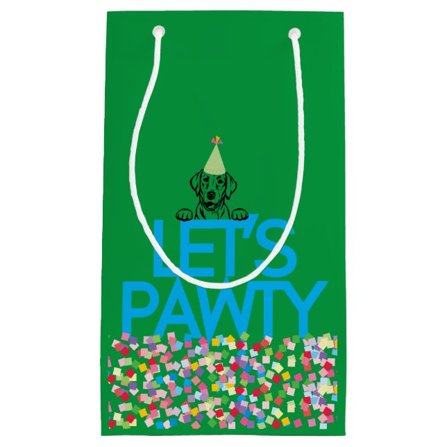 Sacola Para Presentes Pequena Labrador Party Green Gift Bag (Frente)