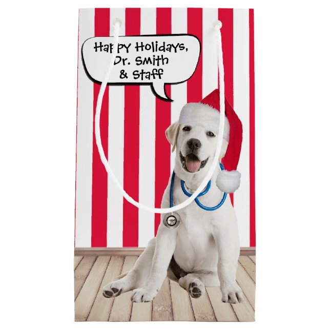 Sacola Para Presentes Pequena Labrador Retriever Natal para Veterinários (Frente)