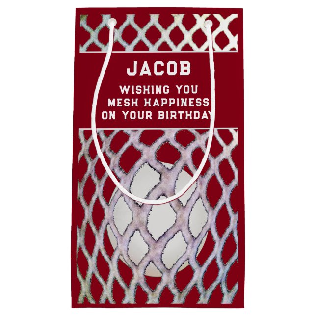 Sacola Para Presentes Pequena Lacrosse Player Maroon Small Gift Bag (Frente)