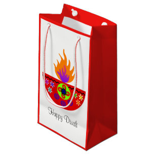 Sacola Para Presentes Pequena Lâmpada colorida Diya de Diwali