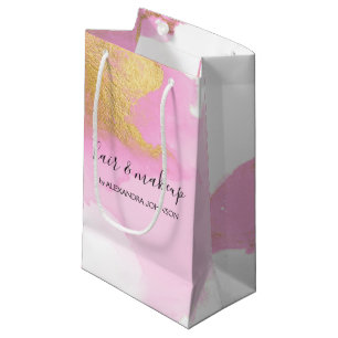 Sacola Para Presentes Pequena Lâmpada Rosa e Folha Dourada Lave Girassol