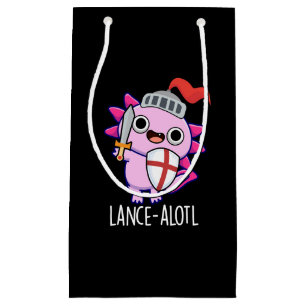 Sacola Para Presentes Pequena Lance-a-lotl Funny Axolotl Knight Pun Dark BG