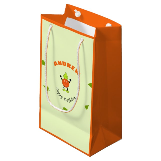Sacola Para Presentes Pequena Laranja engraçado (Frente inclinada)