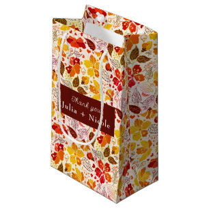 Sacola Para Presentes Pequena Laranja Queimada Florais de Hibisco Tropical Casam